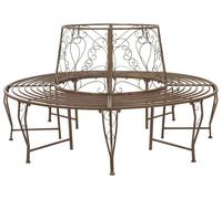 vidaXL Banc en forme d'arbre, 8 places, Ø 160 x 89 cm, acier brun antique, rond