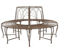 vidaXL Banc en forme d'arbre, 8 places, Ø 160 x 89 cm, acier brun antique, rond