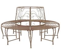 vidaXL Banc en forme d'arbre, 8 places, Ø 160 x 89 cm, acier brun antique, rond