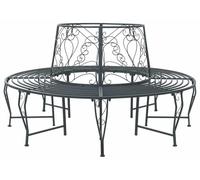 vidaXL Banc en forme d'arbre, 8 places, Ø 160 x 89 cm, acier gris argenté, rond