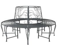 vidaXL Banc en forme d'arbre, 8 places, Ø 160 x 89 cm, acier gris argenté, rond