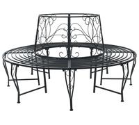 vidaXL Banc en forme d'arbre, 8 places, Ø 160 x 89 cm, acier noir, rond