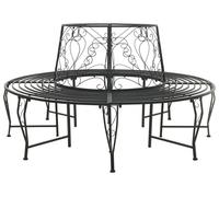 vidaXL Banc en forme d'arbre, 8 places, Ø 160 x 89 cm, acier noir, rond