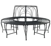 vidaXL Banc en forme d'arbre, 8 places, Ø 160 x 89 cm, acier noir, rond