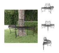 vidaXL Banc en forme d'arbre demi-rond Ø 160 cm, acier noir - Bancs de jardin