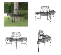 vidaXL Banc en forme d'arbre demi-rond Ø 160 cm en acier noir - Banc en forme d'arbre - Bancs en forme d'arbre - Banc - Banc