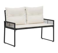 Banc d'extérieur vidaXL avec 4 coussins, noir et blanc crème, en polyrotin