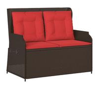 vidaXL Banc inclinable de Jardin avec Coussins Marron résine tressée, Banc de Jardin, siège de Jardin, Banc de terrasse, Banc d'extérieur