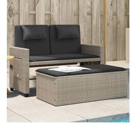 vidaXL Banc de jardin Réglable avec coussins Gris clair Poly rotin
