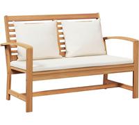 vidaXL Banc marron et crème 110 x 66 x 76 cm Bois massif Teck