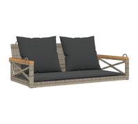 vidaXL Banc suspendu avec coussin Gris 109x62x40 cm Poly rotin