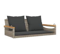 vidaXL Banc suspendu avec coussin Gris 109x62x40 cm Poly rotin
