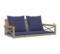 vidaXL Banc suspendu avec coussin Gris 109x62x40 cm Poly rotin