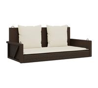 vidaXL Banc suspendu avec coussin Marron 119x56x48 cm Poly rotin