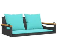 vidaXL Banc suspendu avec coussin noir 109x62x40 cm Poly rotin