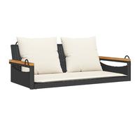 vidaXL Banc suspendu avec coussin noir 109x62x40 cm Poly rotin