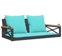 vidaXL Banc suspendu avec coussin noir 109x62x40 cm Poly rotin