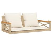 vidaXL Banc suspendu avec coussins Beige 109x62x40 cm Poly rotin