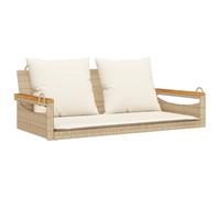 vidaXL Banc suspendu avec coussins Beige 109x62x40 cm Poly rotin