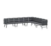 vidaXL Bancs de jardin 4 pièces avec coussins Noir Acier revêtu par poudre