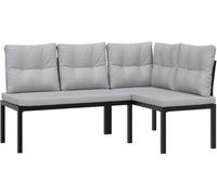 vidaXL Bancs de jardin avec coussins 2 pcs. noir Acier revêtu par poudre