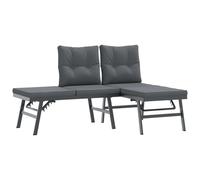 vidaXL Bancs de jardin avec coussins 2 pcs. noir Acier revêtu par poudre
