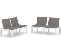 vidaXL Bancs de jardin avec coussins 2 pcs. Plastique blanc
