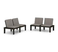 vidaXL Bancs de jardin avec coussins 2 pcs. Plastique Gris