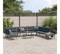 vidaXL Ensemble de jardin 6 pièces en acier avec coussins noir