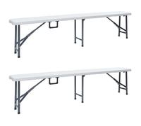 vidaXL Bancs de jardin pliants 2 pcs. 180 cm HDPE blanc