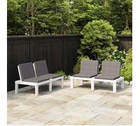 vidaXL Bancs de jardin 2 pièces avec coussins – Plastique blanc