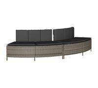vidaXL Bancs de spa avec coussins 2 pcs gris résine tressée, banc de bain à remous, banc de spa de jardin, banc en résine 365617
