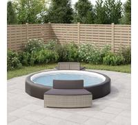 vidaXL Bancs de spa avec coussins lot de 2 gris résine tressée