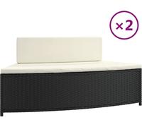 vidaXL Bancs de spa avec coussins 2 pcs noir résine tressée, banc de spa extérieur, banc de spa de patio, banc de spa en 362262