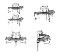 vidaXL Bancs en forme d'arbre demi-ronds, lot de 2, Ø 160 cm, acier noir - Banc en forme d'arbre - Bancs en forme d'arbre - Banc - Banc public