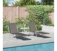 vidaXL Bancs pliants 2 pcs. acier et tissu gris