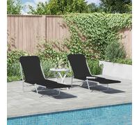 vidaXL Bancs pliants 2 pcs. acier et tissu noir