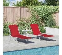 vidaXL Bancs pliants 2 pcs. acier et tissu rouge