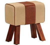 Bankje turnbok 38 cm cuir véritable et bois de manguier massif marron320787