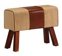 Bankje turnbok 58 cm cuir véritable et bois de manguier massif marron320785