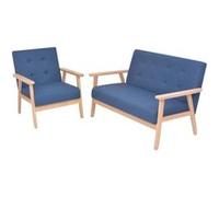 vidaXL Bankstel stof blauw 2-delig274912 Bleu G
