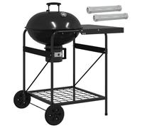 vidaXL Barbecue à charbon avec tubes à fumer 91 x 71 x 107 cm Acier, Gril à charbon moderne, cuisson en extérieur, tubes à fumée, portable, jardin, contrôle de chaleur avec roues