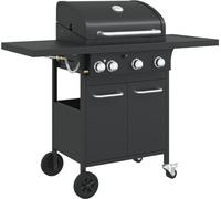 vidaXL Barbecue à gaz 4 feux noir Acier revêtu par poudre