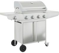 vidaXL Barbecue à gaz 5 feux argenté inox