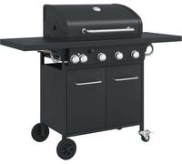 vidaXL Barbecue à gaz 5 feux noir Acier revêtu par poudre