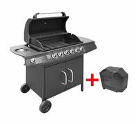 vidaXL Barbecue à gaz 6+1 flammes Noir