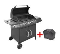 vidaXL Barbecue à gaz 6+1 flammes noir