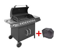 vidaXL Barbecue à gaz 6+1 flammes Noir