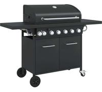 vidaXL Barbecue à gaz 7 feux noir Acier revêtu par poudre