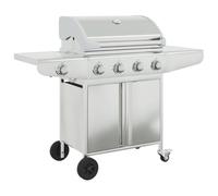 vidaXL Barbecue à gaz 5 brûleurs – Acier inoxydable argenté – Gris G